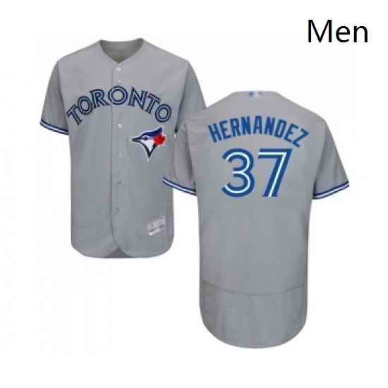 Mens Toronto Blue Jays 37 Teoscar Hernandez Grey Road Flex Base Authentic Collection Baseball Jersey